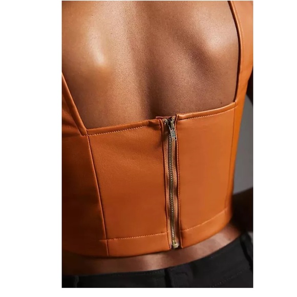 Anthropologie | Faux Leather Notch Top - Picture 3 of 3